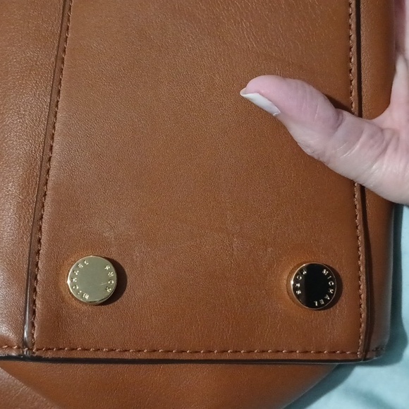 Michael Kors Hamilton Leather Satchel Handbag Caramel Brown Color - Picture 12 of 16
